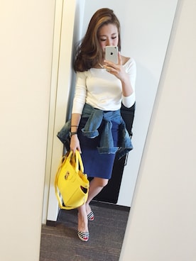 「M.deux（エムドゥ）のアイテム（デニムジャケット）」を使った、miyaさん（レディース・155cm）の夏コーディネート