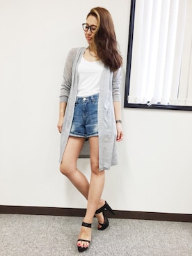 「M.deux（エムドゥ）のアイテム（タンクトップ）」を使った、miyaさん（レディース・155cm）の夏コーディネート