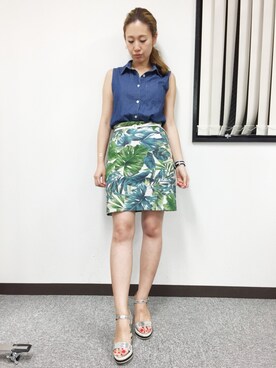 「ダンガリーシャツ」｜「アイテム（腕時計）」を使った、miyaさん（レディース・155cm）の夏コーディネート