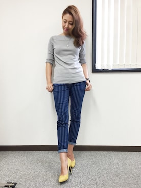 「M.deux（エムドゥ）のアイテム（ニット/セーター）」を使った、miyaさん（レディース・155cm）の秋コーディネート