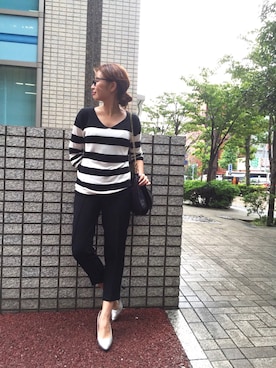 「黒パンツ」｜miyaさん（レディース・155cm）の秋コーディネート