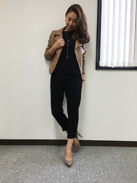 「M.deux（エムドゥ）のアイテム（テーラードジャケット）」を使った、miyaさん（レディース・155cm）の秋コーディネート