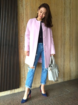 「M.deux（エムドゥ）のアイテム（その他アウター）」を使った、miyaさん（レディース・155cm）の秋コーディネート