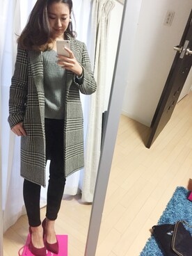 「M.deux（エムドゥ）のアイテム（チェスターコート）」を使った、miyaさん（レディース・155cm）の冬コーディネート