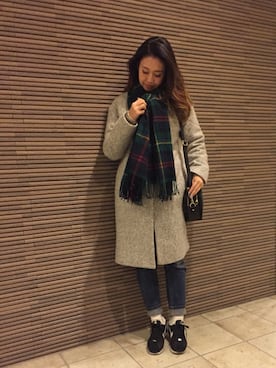 「M.deux（エムドゥ）のアイテム（その他アウター）」を使った、miyaさん（レディース・155cm）の冬コーディネート