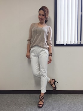 「アイテム（腕時計、ブラウン系）」を使った、miyaさん（レディース・155cm）の春コーディネート