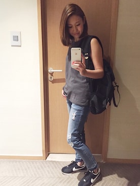 「アイテム（バックパック/リュック）」を使った、miyaさん（レディース・155cm・30代）の夏コーディネート