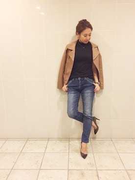 「ストレートデニム」｜miyaさん（レディース・155cm）の秋コーディネート