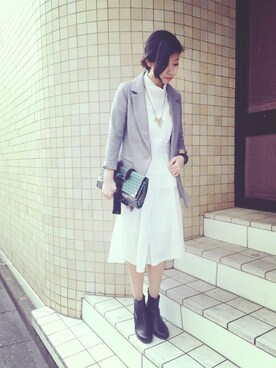 「Paradise Picnic（パラダイスピクニック）のアイテム（テーラードジャケット）」を使った、matsuさん（レディース・157cm）の冬コーディネート