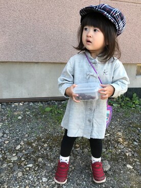 「アイテム（シャツワンピース）」を使った、S♡Cさん（キッズ・80cm）の秋コーディネート