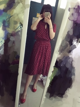 「Repetto（レペット）のアイテム（バレエシューズ、レッド系）」を使った、鹅妹子婴さん（レディース・158cm）の春コーディネート