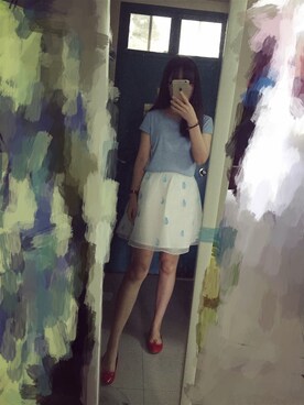 「Repetto（レペット）のアイテム（バレエシューズ、レッド系）」を使った、鹅妹子婴さん（レディース・158cm）の春コーディネート