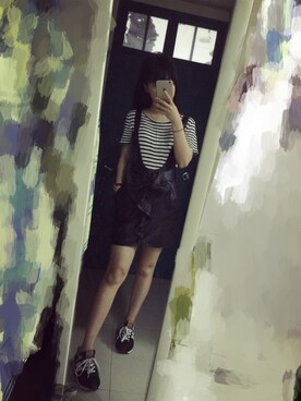 「alexanderwang（アレキサンダーワン）のアイテム（Tシャツ/カットソー、ホワイト系）」を使った、鹅妹子婴さん（レディース・158cm）の春コーディネート