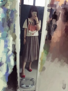 「FOREVER 21（フォーエバー トゥエンティーワン）のアイテム（Tシャツ/カットソー、ベージュ系）」を使った、鹅妹子婴さん（レディース・158cm）の春コーディネート