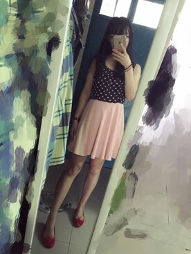 「jessilineのアイテム（ワンピース、ピンク系）」を使った、鹅妹子婴さん（レディース・158cm）の春コーディネート