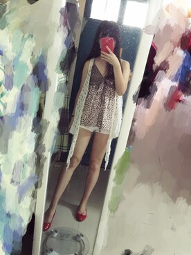 「marie graceのアイテム（キャミソール、ブラウン系）」を使った、鹅妹子婴さん（レディース・158cm）の夏コーディネート