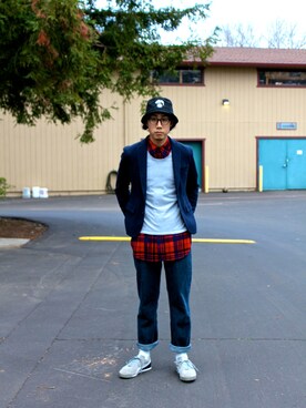 「STUSSY（ステューシー）のアイテム（ハンチング/ベレー帽）」を使った、Joeさん（メンズ・178cm）の春コーディネート
