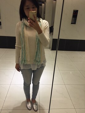 「Ungrid（アングリッド）のアイテム（モカシン/デッキシューズ）」を使った、Vivian Yehさん（レディース・161cm）の冬コーディネート