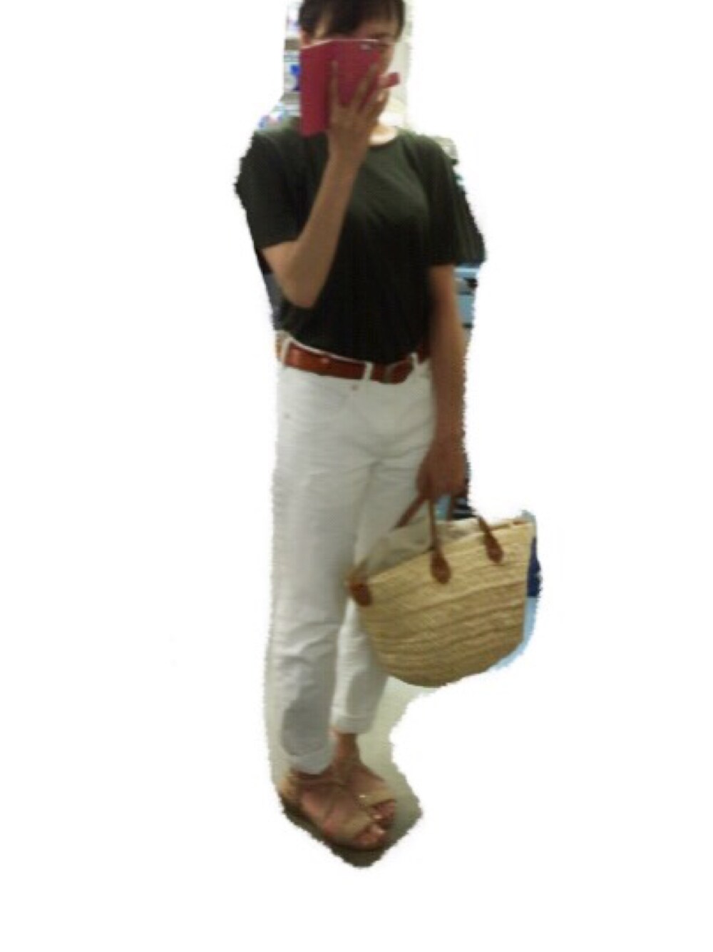 「GLOBAL WORKのアイテム（デニムパンツ、ホワイト系）」を使った、na_yさん（レディース・150cm）の夏コーディネートの1枚目の写真