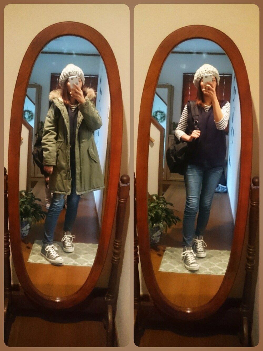「CONVERSEのアイテム（スニーカー、グレー系）」を使った、sumireさん（レディース・164cm）の冬コーディネートの1枚目の写真
