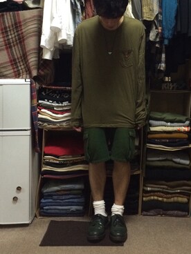 「アイテム（ドレスシューズ、グリーン系）」を使った、かんちゃんさん（メンズ・169cm）の夏コーディネート
