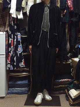 「袴パンツ」｜「アイテム（ブルゾン）」を使った、かんちゃんさん（メンズ・169cm）の秋コーディネート