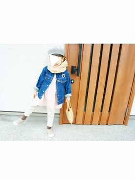 「ベレー」｜「アイテム（ジャケット/アウター）」を使った、 hananoiroさん（キッズ・100cm）の冬コーディネート