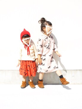 「bobochoses」｜「アイテム（ワンピース/ドレス）」を使った、 hananoiroさん（キッズ・100cm）の秋コーディネート
