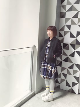 「MONKI（モンキ）のアイテム（シャツワンピース）」を使った、Kaさん（レディース・156cm）の冬コーディネート