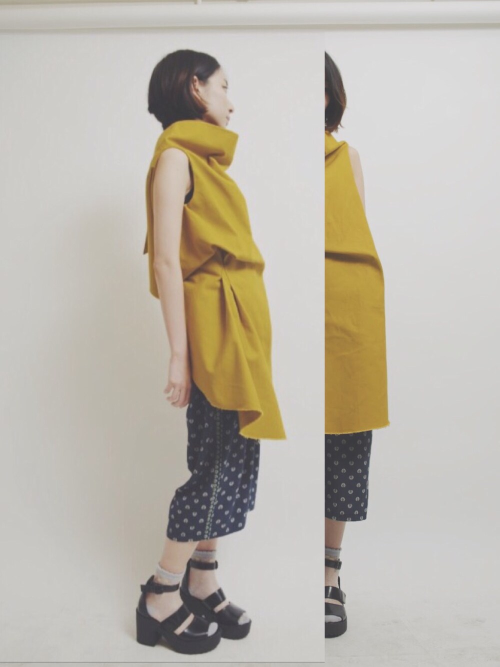 「mustard、yellow、carven、vintage、kimono、Hong Kong、Japan」｜「bymanesskoのアイテム（ワンピース、イエロー系）」を使った、maness.kmyさん（レディース・154cm）の春コーディネートの1枚目の写真