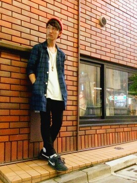 「WEGO（ウィゴー）のアイテム（ステンカラーコート）」を使った、黒坂学さん（メンズ・171cm）の秋コーディネート