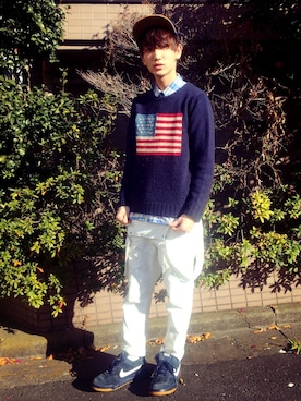 「THRASHER（スラッシャー）のアイテム」を使った、黒坂学さん（メンズ・171cm）の冬コーディネート