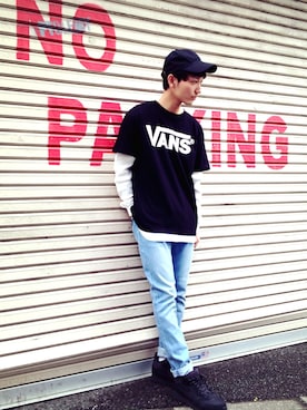 「WEGO（ウィゴー）のアイテム（帽子）」を使った、黒坂学さん（メンズ・171cm）の春コーディネート