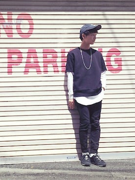 「WEGO（ウィゴー）のアイテム（ネックレス）」を使った、黒坂学さん（メンズ・171cm）の春コーディネート