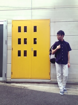 「アイテム（バックパック/リュック）」を使った、黒坂学さん（メンズ・171cm）の夏コーディネート