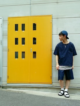 「WEGO（ウィゴー）のアイテム（シャツ/ブラウス）」を使った、黒坂学さん（メンズ・171cm）の夏コーディネート