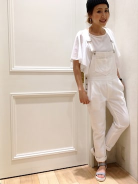 「ヒラヒラ」｜「アイテム（サロペット/オーバーオール）」を使った、NAOKO.sさん（レディース・158cm）の夏コーディネート