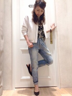 「80s」｜「アイテム（ブルゾン）」を使った、NAOKO.sさん（レディース・158cm）の夏コーディネート