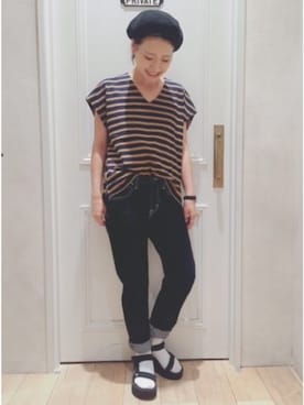 「テーパードデニム」｜NAOKO.sさん（レディース・158cm）の夏コーディネート