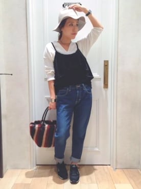 「重ね着」｜「アイテム（キャミソール）」を使った、NAOKO.sさん（レディース・158cm・30代）の秋コーディネート