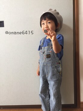「しまむら（シマムラ）のアイテム（Tシャツ/カットソー、ブルー系）」を使った、manatoさん（キッズ・90cm）の秋コーディネート