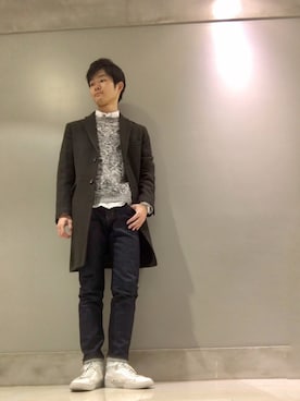 「glory crew（グローリークルー）のアイテム（ニット/セーター）」を使った、Kohei Satoさん（メンズ・177cm）の冬コーディネート