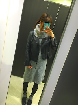 「WEGO（ウィゴー）のWEGO/タンクヒールローファー（パンプス、ブラック系）」を使った、Pechi ◎さん（レディース・164cm）の冬コーディネート
