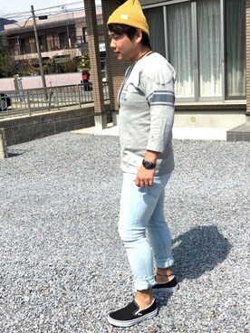 「ユナイテッドアローズ」｜「アイテム（スウェット）」を使った、a2cさん（メンズ・167cm）の春コーディネート
