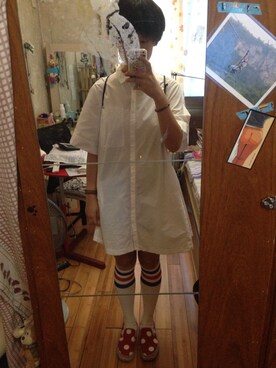 「American Apparel（アメリカンアパレル）のアイテム（タイツ/ストッキング）」を使った、yakoさん（レディース・161cm）の夏コーディネート
