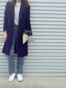 「IENA」｜「アイテム（チェスターコート）」を使った、a。さん（レディース・155cm）の春コーディネート