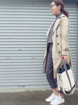 「IENA」｜「アイテム（トレンチコート）」を使った、a。さん（レディース・155cm）の春コーディネート