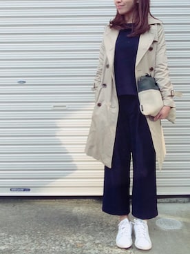 「IENA」｜「アイテム（トレンチコート）」を使った、a。さん（レディース・155cm）の春コーディネート