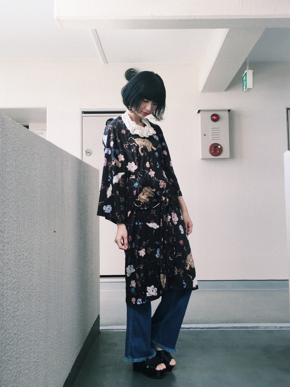 「ZARA、和風コーデ、ootd」｜「ZARAのアイテム（ワンピース、ブラック系）」を使った、ｋａｈｏさん（レディース・165cm）の夏コーディネートの1枚目の写真