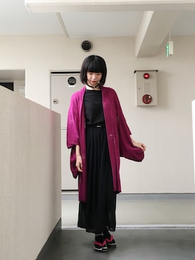 「和風」｜「アイテム（その他アウター）」を使った、ｋａｈｏさん（レディース・165cm）の秋コーディネート